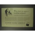 1954 Lloyds Bank Ad - Why don't we open a banking account?