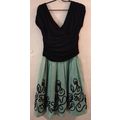 S.L. Fashions Black Minty Green V Neck Gown Rut...