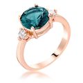 Rose Gold Plated Blue Green Three Stone Engagem...