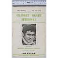 1970 Cradley Heath v Coventry Speedway Programm...