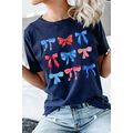 Blue Diverse Bowknot Print Independent Day Grap...