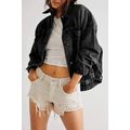 Black Washed Oversize Pocketed Denim Jacket