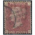 1858 SG43 1d Red Plate 158 Good/Fine Used Check...