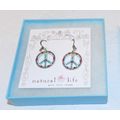Nautral Life Peace Symbol Dangle Earrings Sterl...