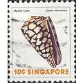 SINGAPORE, MOLLUSC, Conus marmoreus, Marble Cone, white 1977, 10c, #3