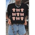Black Cow with Bow Graphic Crewneck Western Tee