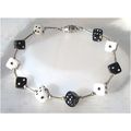 Bracelet black & white dice beads 7-1/2 inch un...