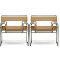 2x Chromed Steel Tube Frame Chairs with Light B...