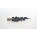 Dark blue flower and dark silver alligator hair...