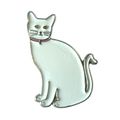 White Cat Domestic House Feline Metal Enamel Pi...