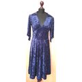 Blue Velvet Dress Fit ad Flare V-neck Sample Si...