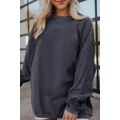 Dark Grey Ribbed Corded Oversized Sweatshirt