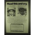 1978 Christian Children's Fund Ad - Read This and Cry