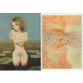 French Water Nymph 2x Erotic France Painting Po...