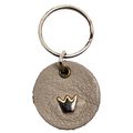Gold-Tone Crown Leather Circle Keychain Charm F...