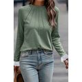 Grass Green Seam Detail Lace Contrast Cuffs Rag...