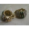 Earrings Emerald green and clear CZ clip on