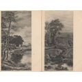 London Barge River Boats 2x Old Rare Painting P...
