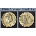 Australia 1993 $2 Coin Aboriginal Elder - Circu...
