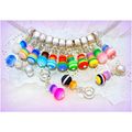 15 Rainbow Resin Dangle Beads Silver Tone Charm...