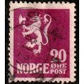 Norway 1922 National Arms Lion 20ore Used Stamp.