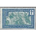 MADAGASCAR, Zebu yolk, blue 1933, 1c