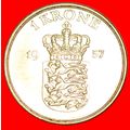 BRONZE (1947-1960): DENMARK ★ 1 CROWN 1957 MINT...