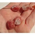 4 Egg Shape Crackle Glass Givre Beads 20x15mm R...