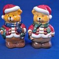 Christmas BEAR SALT & PEPPER SHAKER Set Santa W...