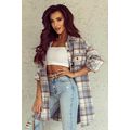 Sky Blue Plaid Flap Pocket Long Sleeve Shacket