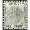 Turks Islands 1893 SG70 1/2d Dull Green Wmk Cro...