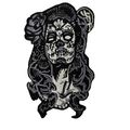 Goth Lady Dead Day Iron On Patch Embroidered Se...