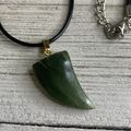 Vintage 70s Jade Sharks Tooth Pendant Necklace ...