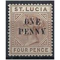 St Lucia 1891 SG55 1d on 4d Brown Mounted Mint . .