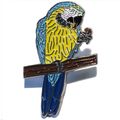 Yellow & Blue Macaw Parrot On Perch Metal Ename...