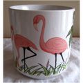 Coffee / Tea Mug With Pink Flamingo & Green Pal...