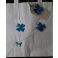 Hand decorated . Brown paper carrier bags Butto...