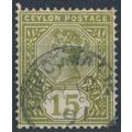 QV: 15c - Ceylon 1886 - F H - SG 196