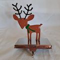 Metal Silver REINDEER Christmas STOCKING HANGER...