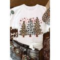 White Leopard Christmas Tree Graphic Crewneck Tee