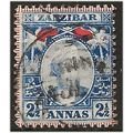 Zanzibar 1896 SG160 2 1/2a Bright Blue Fine Use...