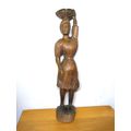 African Sculpture Tribal Woman Water Pot on Hea...