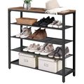 Modern Industrial Style 5-Tier Black Metal Shoe...