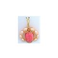 Rhodochrosite Pearl Gold Wire Wrap Gemstone Pen...