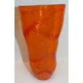 Vintage Orange Pebbled Glass Vase Or Tumbler Wi...