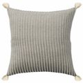 18" X 18" Navy And Ivory 100% Cotton Striped Zi...