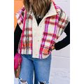 Rose Sherpa Plaid Jacket Vest