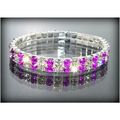 2 Row Wedding Party Violet Clear Rhinestone Str...