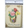 Vintage: Birthday card - vase of flowers