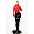 Women's Red & Black Lace Bodysuit & Mermaid Ski...